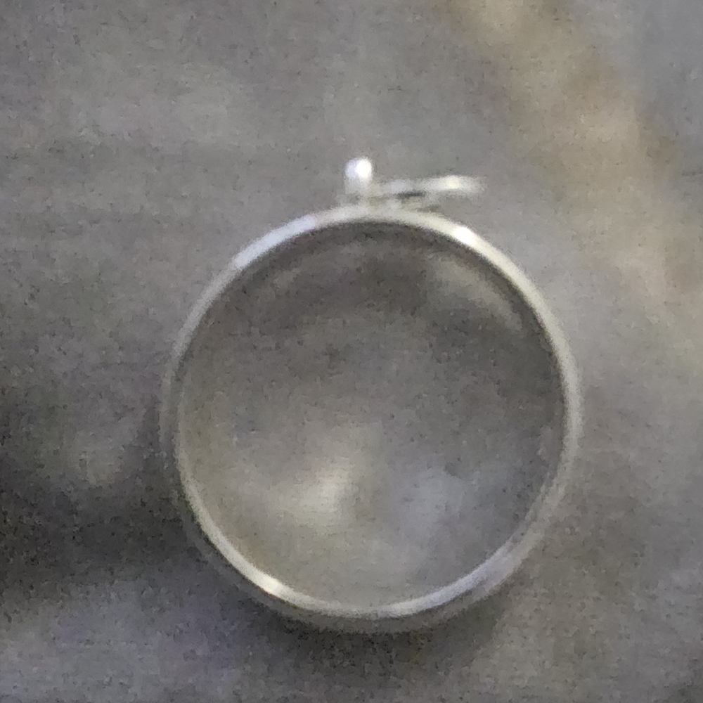 Silver Solitaire Engagement Ring With Classic Band - image 2